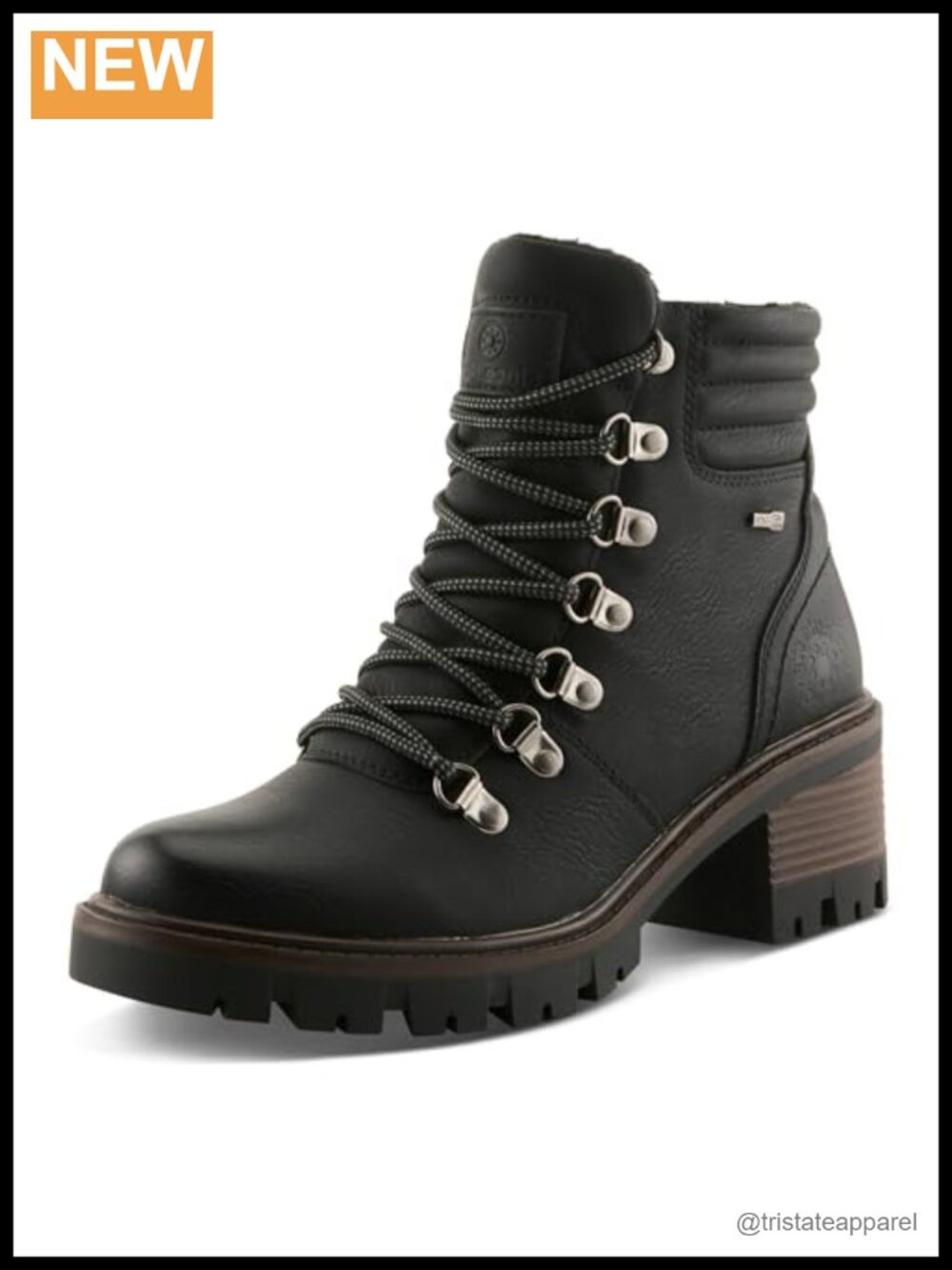 Women's Rockies Bootie Ankle Boots Lugged TPR Sole Lace-up Inside Zipper